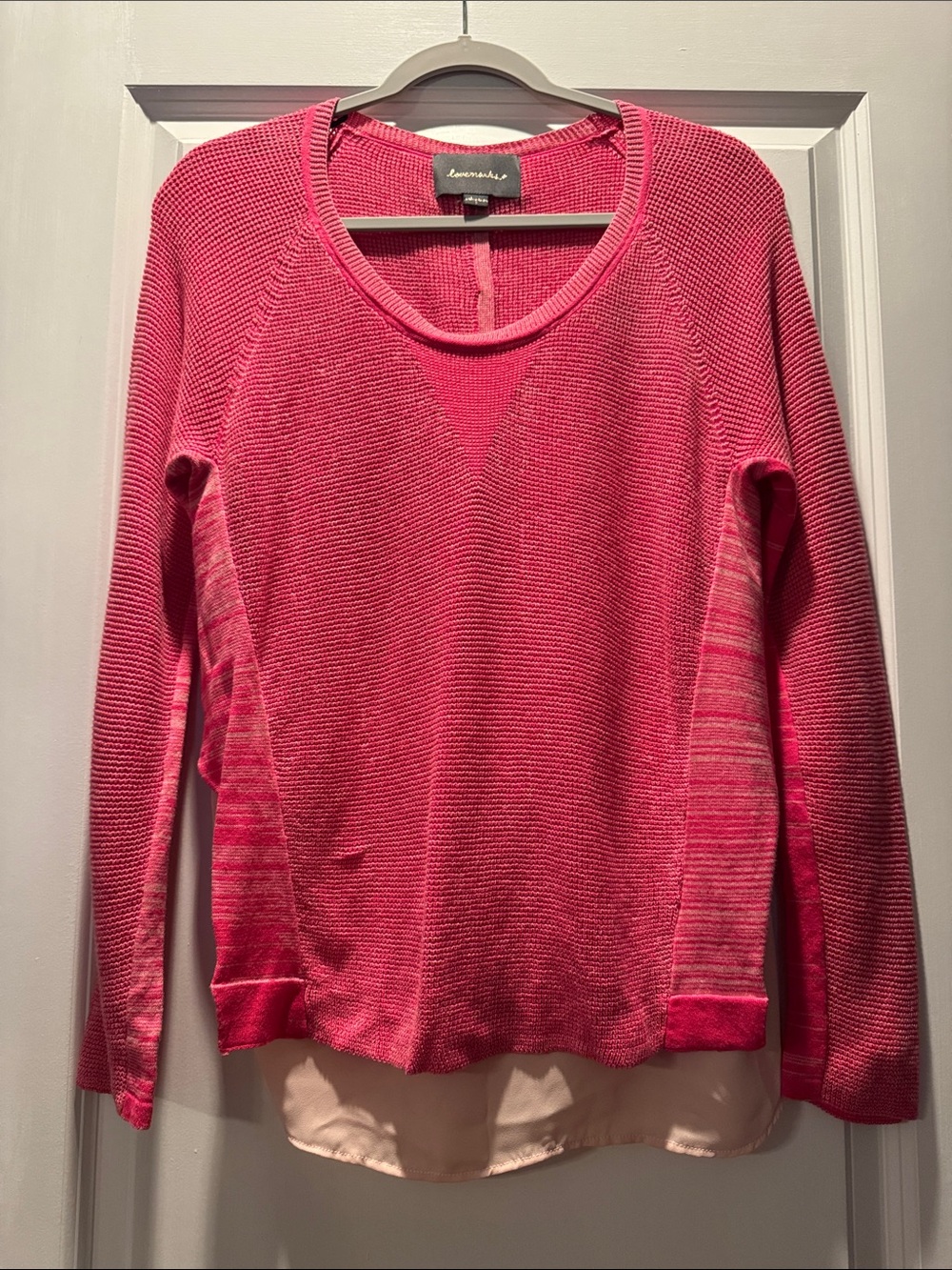 Lovemarks Pink Scoop-Neck Layered Hem Sweater